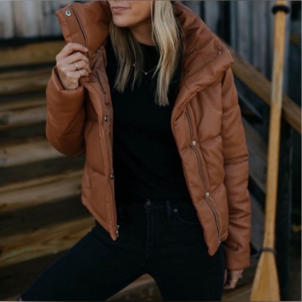 Abercrombie & Fitch Vegan Leather Jacket
-  Brown Puffer Jacket